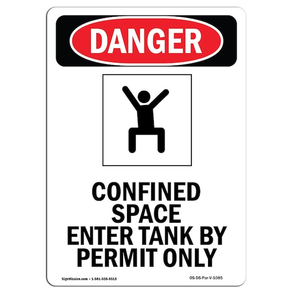 OSHA, Confined Space Enter, 5in X 3.5in, 10PK, 3.5" W, 5" H, Portrait, PK10, OS-DS-D-35-V-1085-10PK